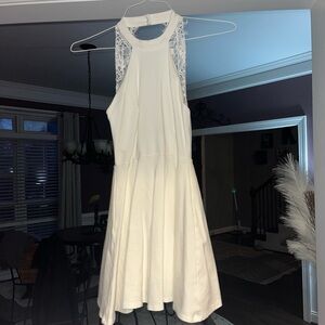 Lulu's Cream Backless Dress with Lace